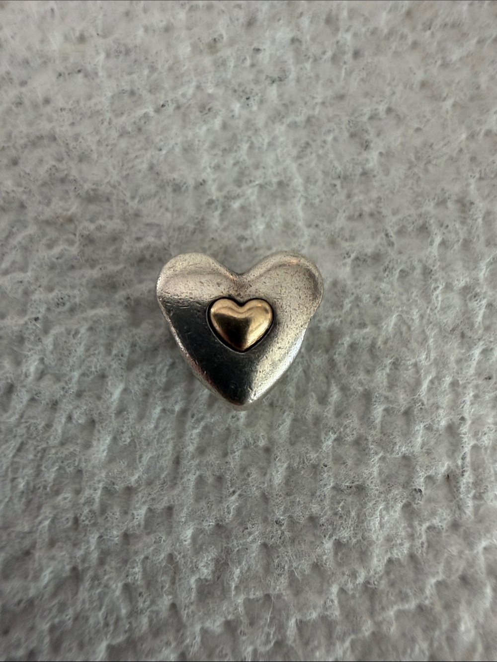 Pandora Two-Tone Heart Charm Pendant in Silver and Gold